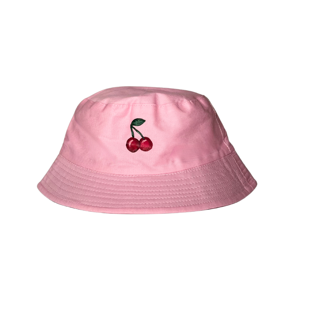 Cherry Bucket Hat in Pastel Pink